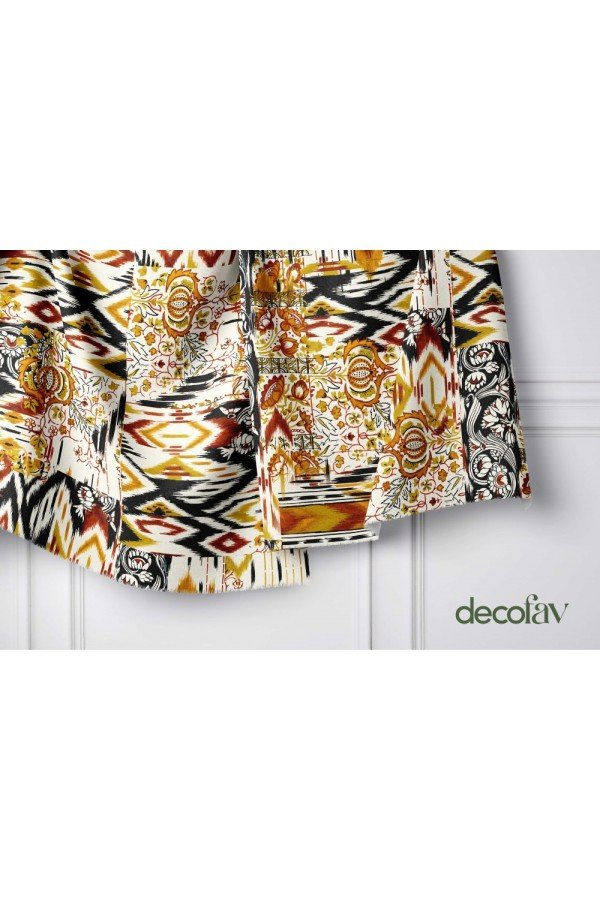 Etnik İkat Patchwork Desenli Dijital Baskılı Kumaş Etnik İkat Patchwork Desenli Dijital Baskılı Kumaş